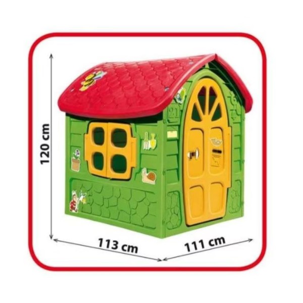 Casuta mare copii plastic Verde cu acoperis rosu 120x111x113cm, LOJ-03