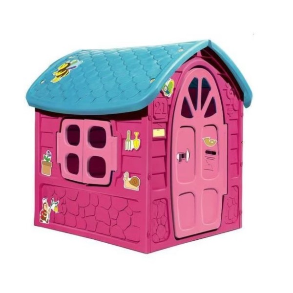 Casuta mare copii plastic roz cu turcoaz 120x111x113cm, LOJ-01 Casuta mare copii plastic roz cu turcoaz 120x111x113cm, LOJ-01