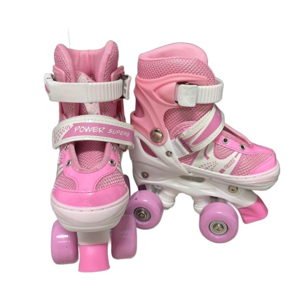 Role pentru Copii Icepatori Power S, 4 Roti Reglabile, Roz cu Frana de Siguranta 31-34, ROL-04