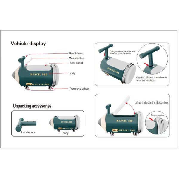 Scooter pentru copii Creion Glisor pe patru roti 1-3 ani, fara pedale, Muzical si lumina, ROZ, SCT-01 Scooter pentru copii Creion Glisor pe patru roti 1-3 ani, fara pedale, Muzical si lumina, ROZ, SCT-01