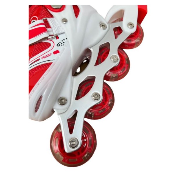 Role si patine cu rotile copii, roti silicon cu lumini, masuri reglabile L 31-34, Rosu, ROL-09
