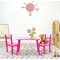 Set masuta lemn cu 2 scaune, 59x39x40 cm, Fluturasi roz, ML-01