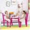 Set masuta lemn cu 2 scaune, 59x39x40 cm, Fluturasi roz, ML-01