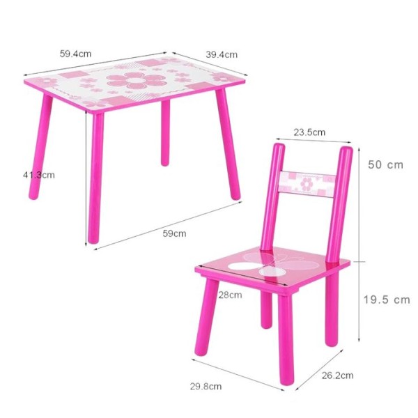 Set masuta lemn cu 2 scaune, 59x39x40 cm, Albastru, ML-03