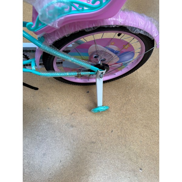 Bicicleta cu Cos Printesa ROZ intre 5 -9 ani, Scaun pentru papusi Roti ajutatoare, 20 inch, oglinda, aparatoare, frana de mana fata-spate