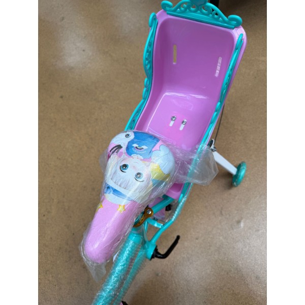 Bicicleta cu Cos Printesa ROZ intre 5 -9 ani, Scaun pentru papusi Roti ajutatoare, 20 inch, oglinda, aparatoare, frana de mana fata-spate