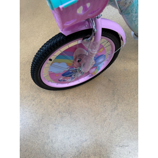Bicicleta cu Cos Printesa ROZ intre 5 -9 ani, Scaun pentru papusi Roti ajutatoare, 20 inch, oglinda, aparatoare, frana de mana fata-spate