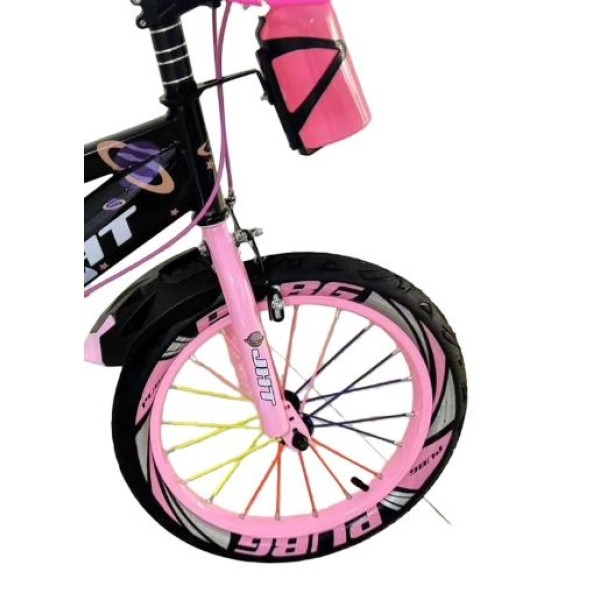 Bicicleta copii 5-7 ani cu roti ajutatoare si bidon pentru apa in suport JHT, 16 inch, Roz Bicicleta copii 5-7 ani cu roti ajutatoare si bidon pentru apa in suport JHT, 16 inch, Roz