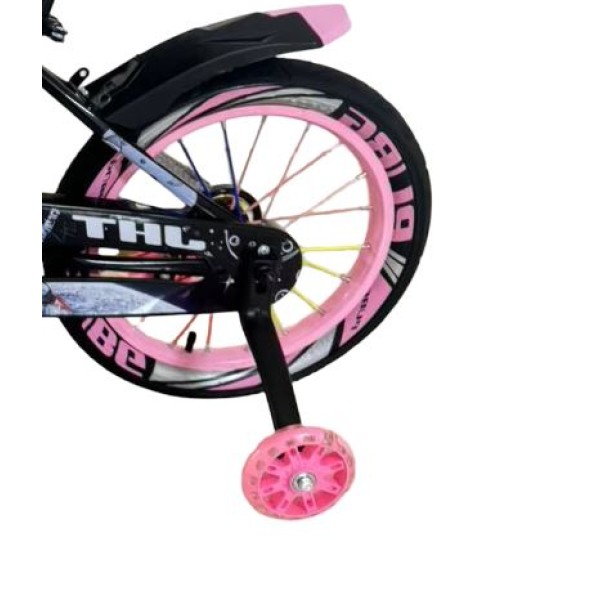 Bicicleta copii 5-7 ani cu roti ajutatoare si bidon pentru apa in suport JHT, 16 inch, Roz Bicicleta copii 5-7 ani cu roti ajutatoare si bidon pentru apa in suport JHT, 16 inch, Roz