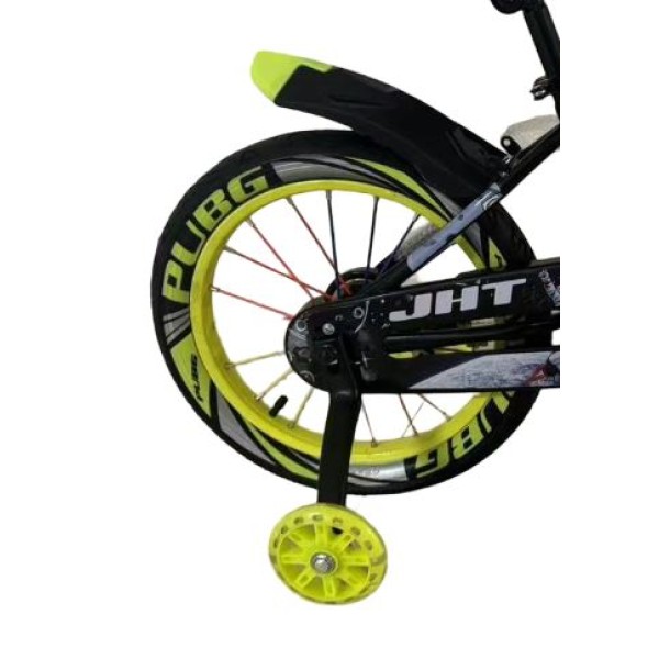 Bicicleta copii 10-14 ani cu roti ajutatoare si bidon pentru apa in suport JHT, 20 inch, Galben Bicicleta copii 10-14 ani cu roti ajutatoare si bidon pentru apa in suport JHT, 20 inch, Galben