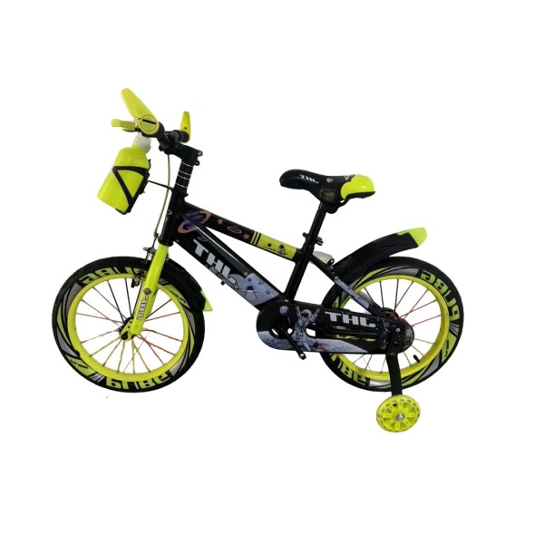 Bicicleta copii 10-14 ani cu roti ajutatoare si bidon pentru apa in suport JHT, 20 inch, Galben Bicicleta copii 10-14 ani cu roti ajutatoare si bidon pentru apa in suport JHT, 20 inch, Galben