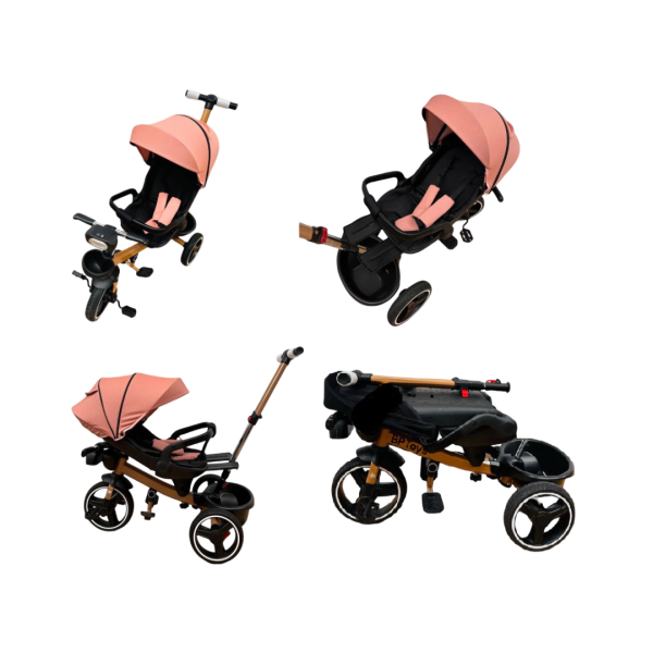 Tricicleta Copii Cu Pozitie De Somn Scaun Rotativ Sunete Si Lumini TRC-05,Roz Somon Plus Tricicleta Copii Cu Pozitie De Somn Scaun Rotativ Sunete Si Lumini TRC-05,Roz Somon Plus