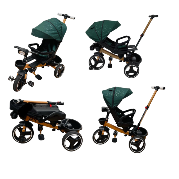 Tricicleta copii cu pozitie de somn scaun rotativ sunete si lumini TRC-03,Verde Plus Tricicleta copii cu pozitie de somn scaun rotativ sunete si lumini TRC-03,Verde Plus