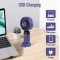 Ventilator portabil, 3 in 1, De Mana, De Birou, De Gat, 5 viteze, afisaj LED, Pliabil, incarcare USB, violet