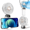 Ventilator portabil, 3 in 1, De Mana, De Birou, De Gat, 5 viteze, afisaj LED, Pliabil, incarcare USB, Albastru