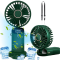 Ventilator portabil, 3 in 1, De Mana, De Birou, De Gat, 5 viteze, afisaj LED, Pliabil, incarcare USB, VERDE