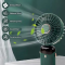 Ventilator portabil, 3 in 1, De Mana, De Birou, De Gat, 5 viteze, afisaj LED, Pliabil, incarcare USB, VERDE