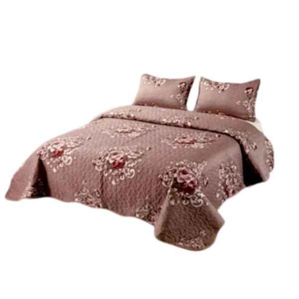 Cuvertura pentru pat dublu 3 piese din Bumbac Satinat 220x240 cm si 2 feţe de pernă, CVT-27