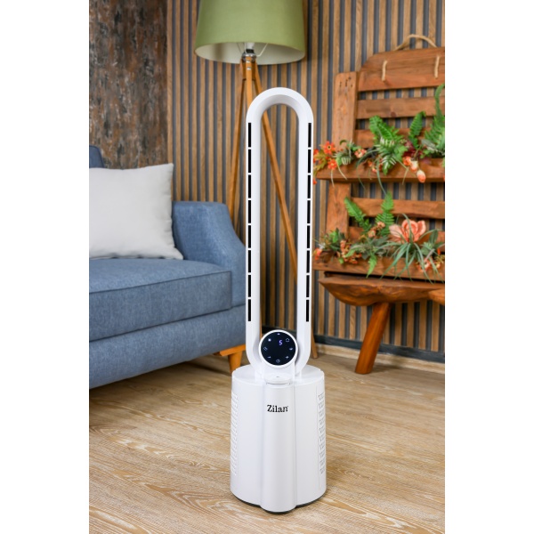 Ventilator turn Zilan fara palete, Timer, Oscilatie, 3 trepte de viteza, 3 moduri presetate, 40 W Ventilator turn Zilan fara palete, Timer, Oscilatie, 3 trepte de viteza, 3 moduri presetate, 40 W