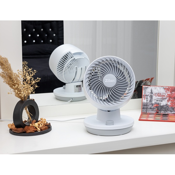 Ventilator de birou Zilan, 3 trepte de viteza, Oscilatie, Putere 45W