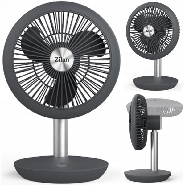 Ventilator portabil reincarcabil ZILAN, Gri incarcare USB, Putere 5W, Diametru 18 cm, 4 viteze reglabil pe vertical Ventilator portabil reincarcabil ZILAN, Gri incarcare USB, Putere 5W, Diametru 18 cm, 4 viteze reglabil pe vertical