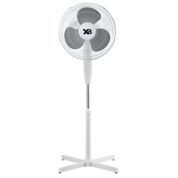 Ventilator cu picior Hausberg, 55W, 16 inch, 3 viteze, oscilatie, inaltime reglabila, alb