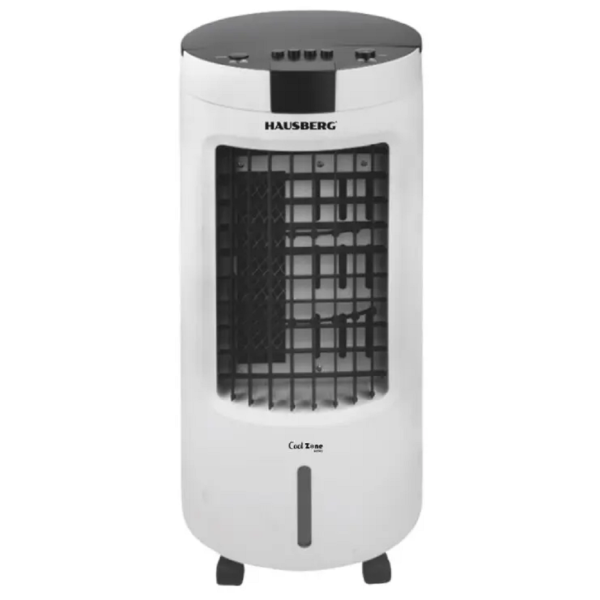 Racitor de aer portabil Hausberg, 65–80W, rezervor 7.8L, 3 viteze, oscilatie 60°, pachet gheata inclus, alb