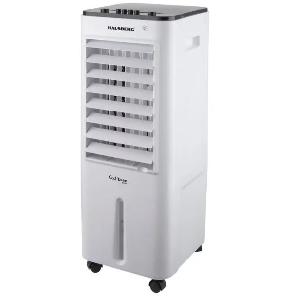 Racitor de aer portabil Hausberg, 55–80W, rezervor 12L, 3 viteze, functie Turbo, oscilatie 60°, control mecanic + telecomanda, alb Racitor de aer portabil Hausberg, 55–80W, rezervor 12L, 3 viteze, functie Turbo, oscilatie 60°, control mecanic + telecomanda, alb