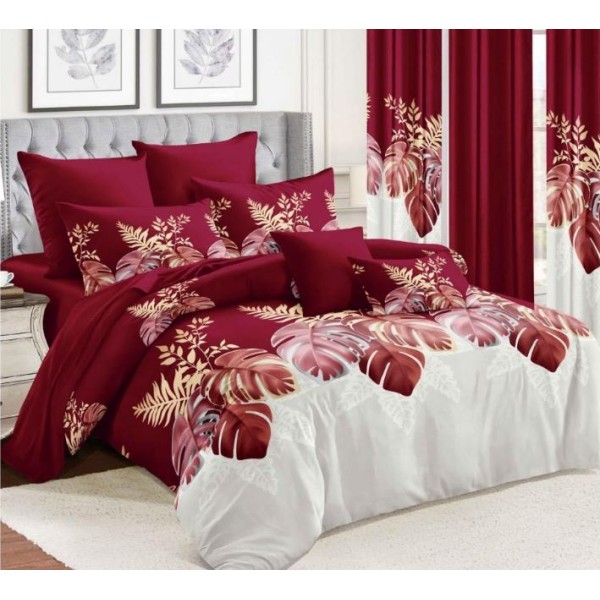 Lenjerie de pat dublu Bumbac Satinat, pentru 2 persoane, 4 piese, Cearceaf de pat 230 x 250cm, JN-07