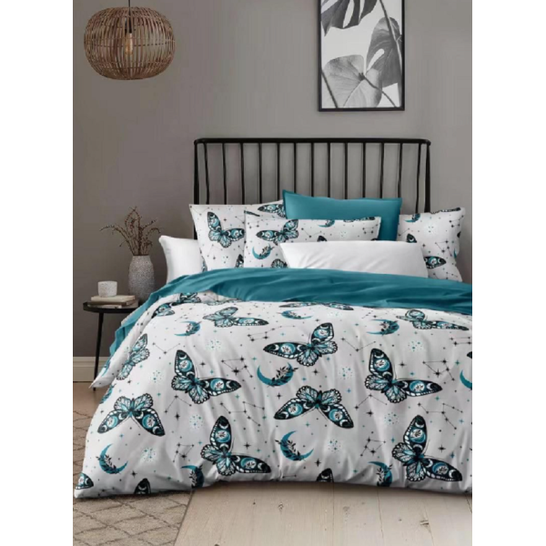 Lenjerie de pat dublu Bumbac Finet, pentru 2 persoane, 6 piese, Cearceaf de pat 220 x 235cm, JN-018
