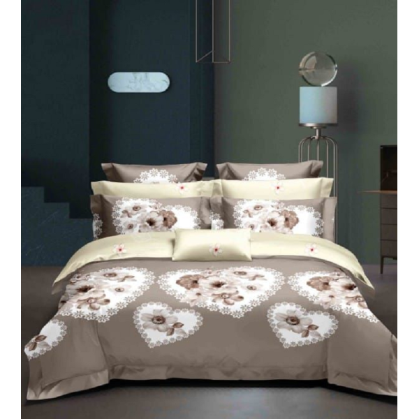 Lenjerie de pat dublu Bumbac Finet, pentru 2 persoane, 6 piese, Cearceaf de pat 220 x 235cm, JN-033