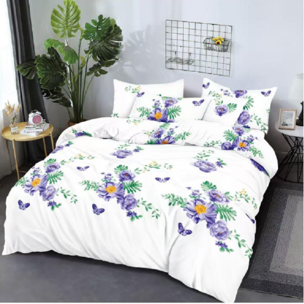 Lenjerie de pat dublu Bumbac Finet, pentru 2 persoane, 6 piese, Cearceaf de pat 220 x 235cm, JN-036