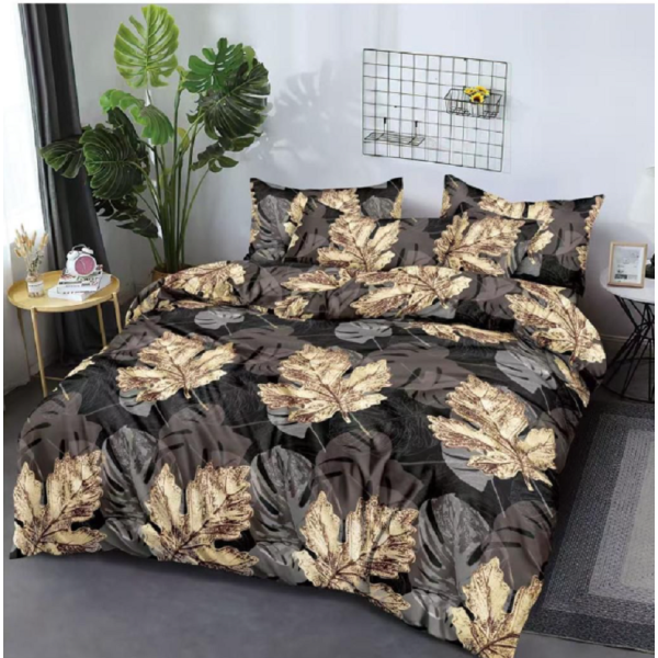 Lenjerie de pat dublu Bumbac Finet, pentru 2 persoane, 6 piese, Cearceaf de pat 220 x 235cm, JN-037