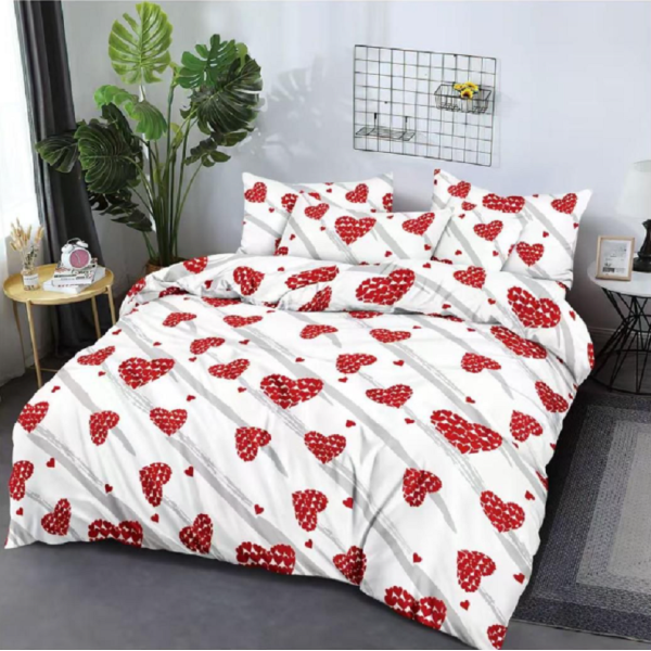 Lenjerie de pat dublu Bumbac Finet, pentru 2 persoane, 6 piese, Cearceaf de pat 220 x 235cm, JN-038