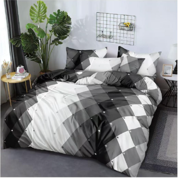 Lenjerie de pat dublu Bumbac Finet, pentru 2 persoane, 6 piese, Cearceaf de pat 220 x 235cm, JN-039