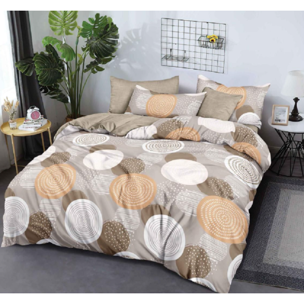 Lenjerie de pat dublu Bumbac Finet, pentru 2 persoane, 6 piese, Cearceaf de pat 180 x 200cm, JN-040