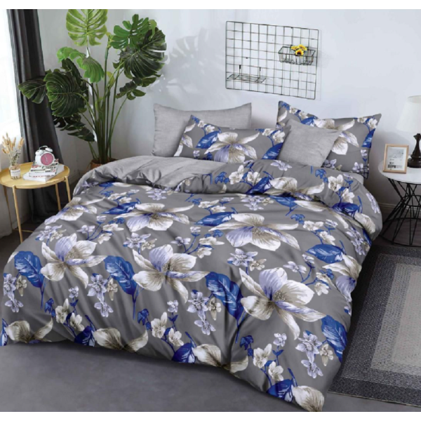 Lenjerie de pat dublu Bumbac Finet, pentru 2 persoane, 6 piese, Cearceaf de pat 180 x 200cm, JN-041