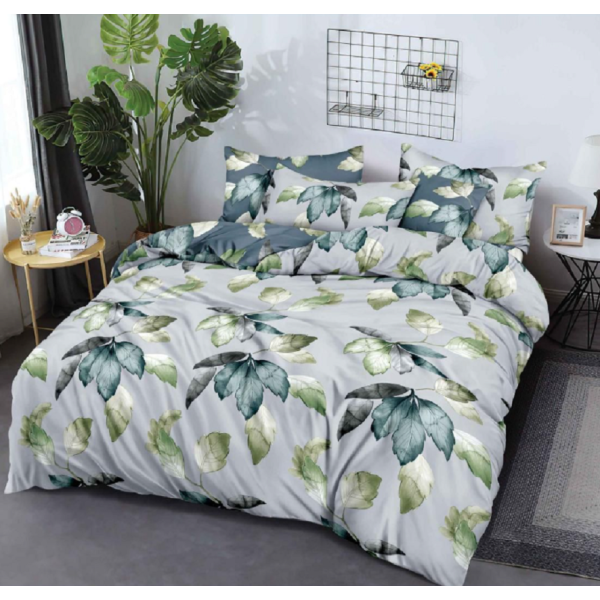 Lenjerie de pat dublu Bumbac Finet, pentru 2 persoane, 6 piese, Cearceaf de pat 180 x 200cm, JN-043