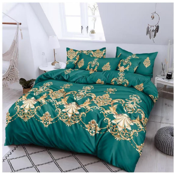 Lenjerie de pat dublu Bumbac Finet, pentru 2 persoane, 6 piese, Cearceaf de pat 220 x 235cm, JN-045