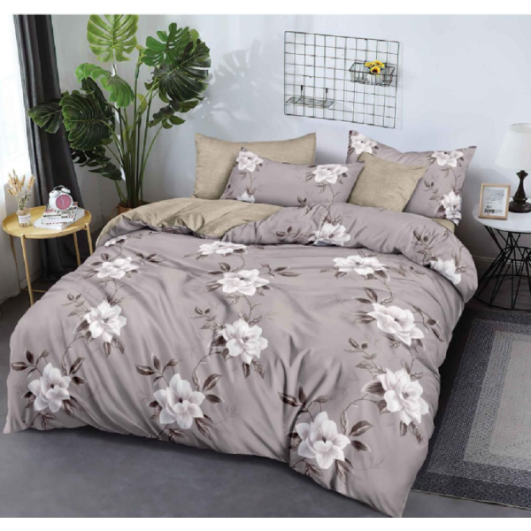 Lenjerie de pat dublu Bumbac Finet, pentru 2 persoane, 6 piese, Cearceaf de pat 180 x 200cm, JN-050