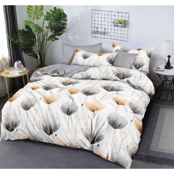 Lenjerie de pat dublu Bumbac Finet, pentru 2 persoane, 6 piese, Cearceaf de pat 180 x 200cm, JN-053