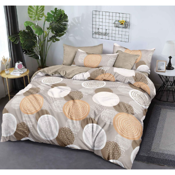Lenjerie de pat dublu Bumbac Finet, pentru 2 persoane, 6 piese, Cearceaf de pat 180 x 200cm, JN-055