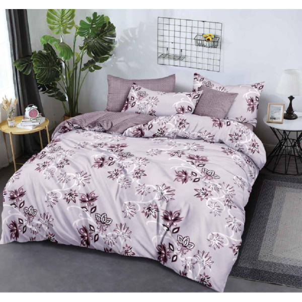 Lenjerie de pat dublu Bumbac Finet, pentru 2 persoane, 6 piese, Cearceaf de pat 180 x 200cm, JN-056