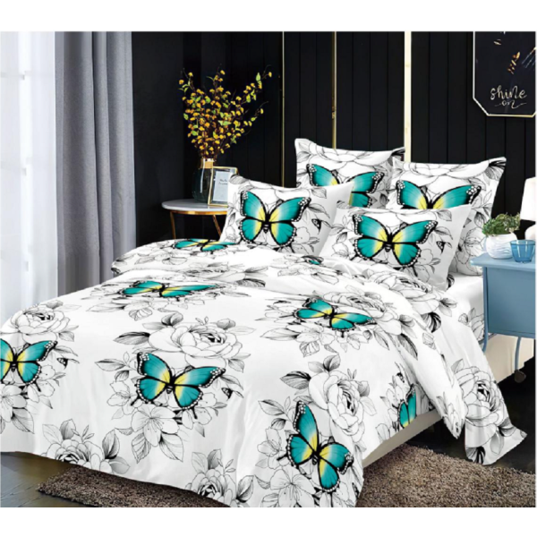 Lenjerie de pat dublu Bumbac Finet, pentru 2 persoane, 6 piese, Cearceaf de pat 230 x 250cm, JN-059