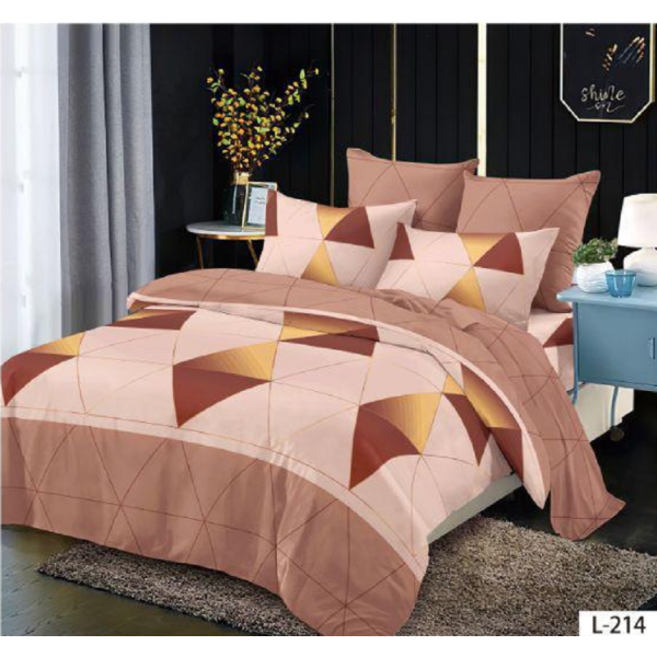 Lenjerie de pat dublu Bumbac Finet, pentru 2 persoane, 6 piese, Cearceaf de pat 230 x 250cm, JN-084