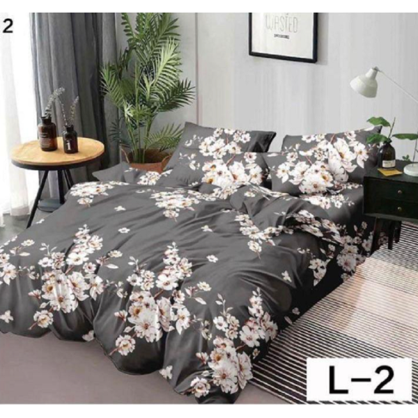 Lenjerie de pat dublu Bumbac Finet, pentru 2 persoane, 6 piese, Cearceaf de pat 230 x 250cm, JN-085