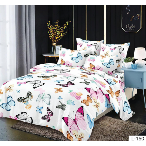 Lenjerie de pat dublu Bumbac Finet, pentru 2 persoane, 6 piese, Cearceaf de pat 230 x 250cm, JN-087