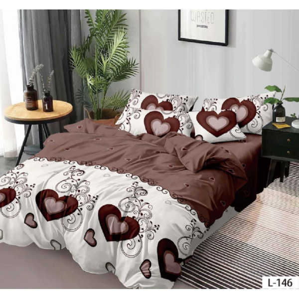 Lenjerie de pat dublu Bumbac Finet, pentru 2 persoane, 6 piese, Cearceaf de pat 230 x 250cm, JN-088