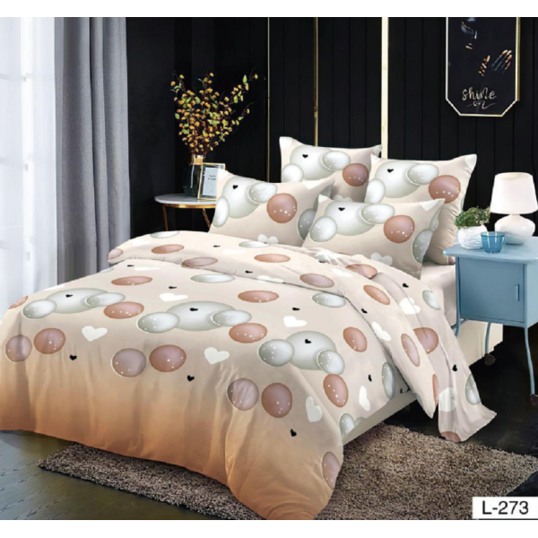 Lenjerie de pat dublu Bumbac Finet, pentru 2 persoane, 6 piese, Cearceaf de pat 230 x 250cm, JN-101