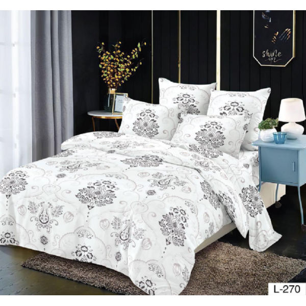 Lenjerie de pat dublu Bumbac Finet, pentru 2 persoane, 6 piese, Cearceaf de pat 230 x 250cm, JN-102